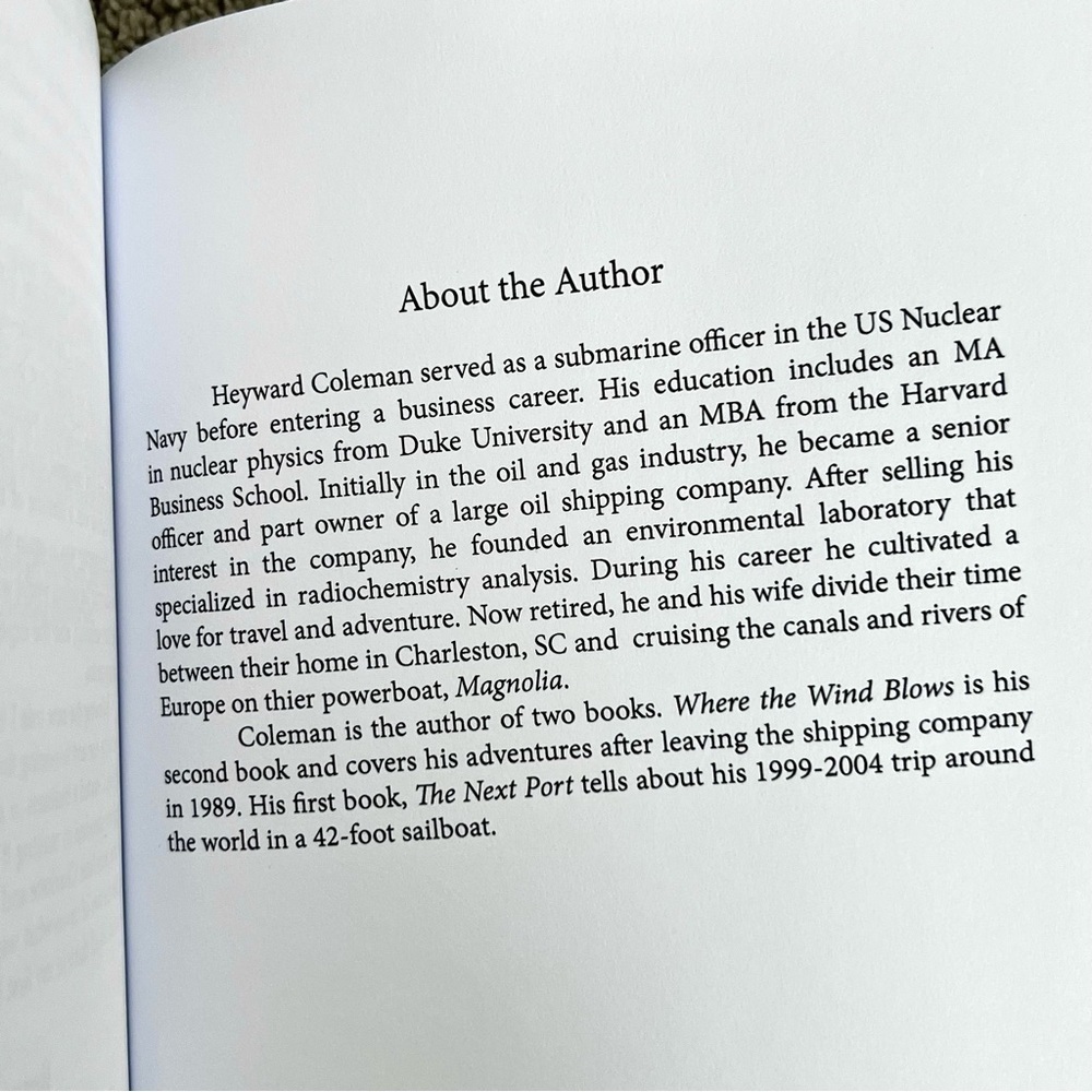 Brand New “Where the Wind Blows” Novel by Hayward Coleman Sailing Adventure - Picture 3 of 5